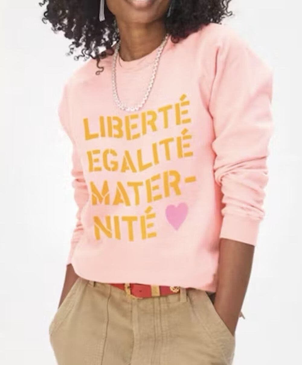 CLARE V. Sweatshirt Graphic Print Crew Neck Sweater Pink Women’s Size Large